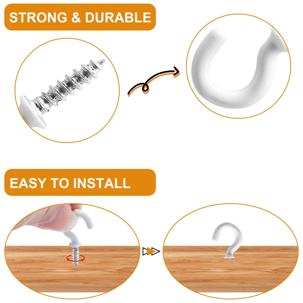 Biaungdo Ceiling Cup Hooks, 5/8", White, 100 Pcs