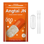 Angtai JN Empty Gelatin Capsules Size 000 Pill Gel Caps Pure Bovine Clear (500 Count) Gluten Free, Non-GMO, Halal Certified Filling Kit with 2 Spoons for DIY Your Own Supplements