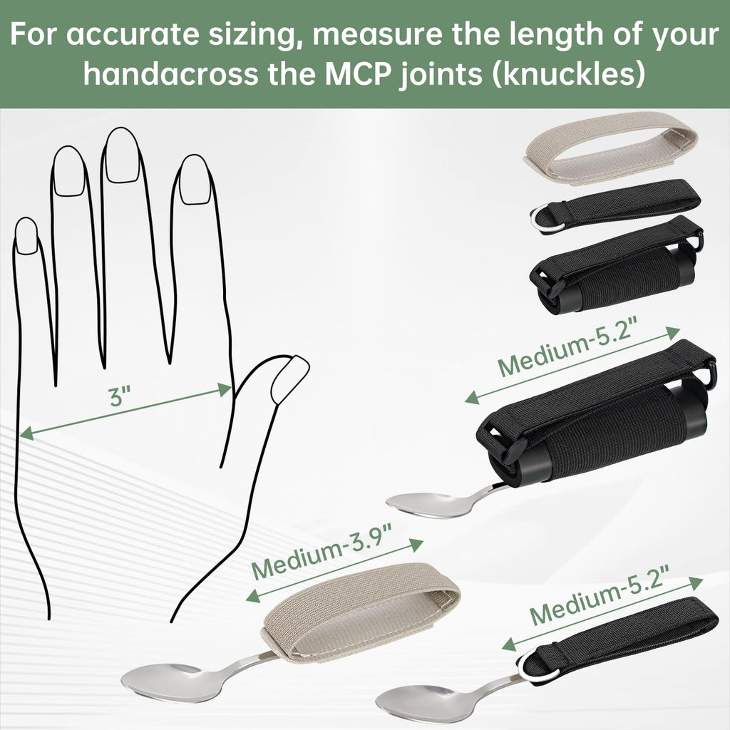 Awaiymi 3 Pack Universal Cuff, Universal Hand Strap for Holding Utensils, Eating Assistance Cuff for Weak Grip & Limited Mobility (3 Different Designs to Suit Various preferences)