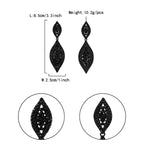 Flyonce Women's Rhinestone Crystal Wedding Bridal 2 Leaf Drop Dangle Chandelier Earrings Deep Black