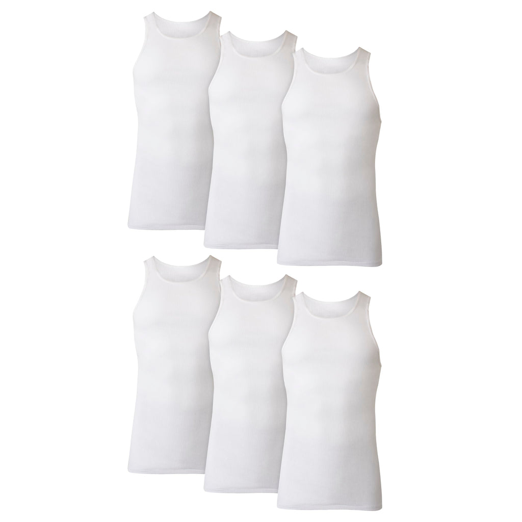Hanes Men Tank Top Undershirt Pack, Cool & Breathable Cotton, Moisture-Wicking Ribbed Tanks for Men, White - L