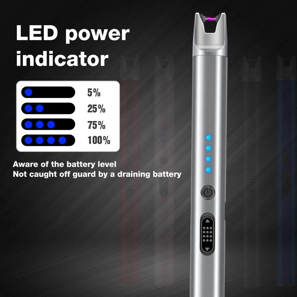 Luxgaze 8 Pack Electric Candle Lighter Rechargeable USB Lighters Flameless Windproof Plasma Arc Lighters with Safety Lock Long Lighter for Candle BBQ Camping Birthday Party