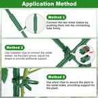 Tegarbed Garden Stakes 40 Pack, 16 Inch Plastic Coated Metal Tomato Stakes, DIY 4ft 5ft 6ft 7ft Plant Support Stakes with 28 Connectors 28 Rotatable Clips 28 Plant Clips for Indoor Outdoor Vegetables