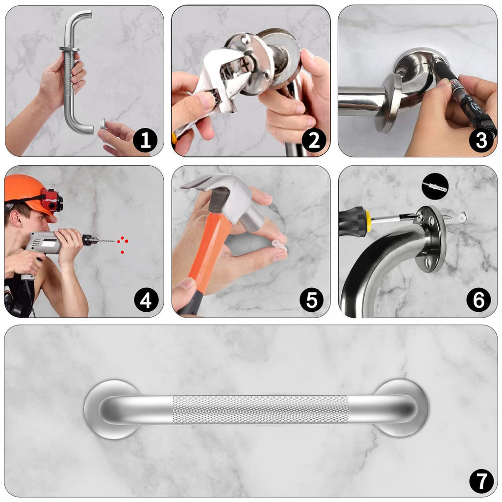 Grab Bars for Shower, 2 Pack 16 Inch Anti-Slip Safety Shower Handle for Senior, Stainless Steel Shower Grab Bars, Handicap Elderly Bathtub and Toilet Bathroom Assist