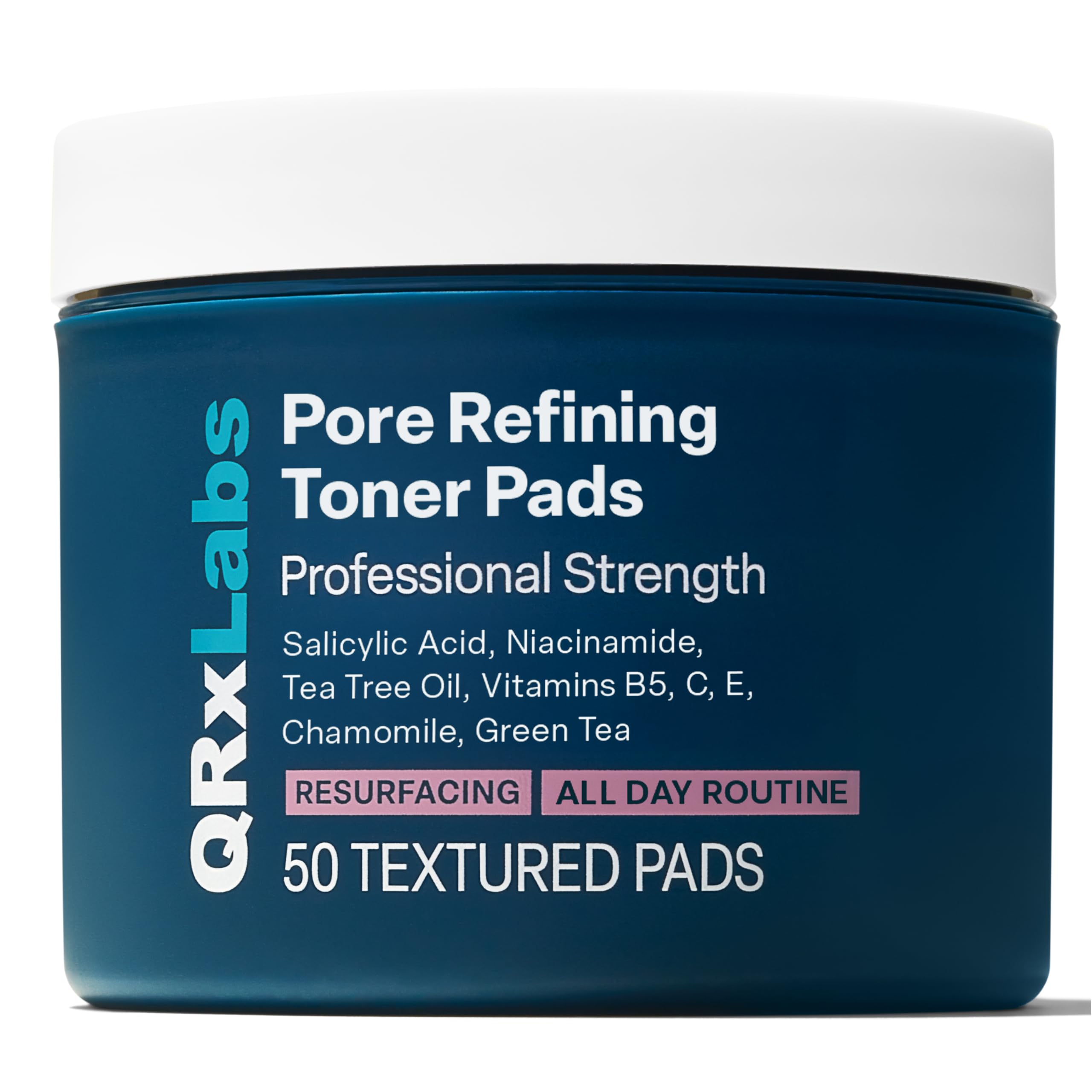 QRxLabs Pore Toner Pads with Salicylic Acid and Niacinamide - Helps Reduce the Look of Enlarged Pores, Makeup Prep - Skin Pore Resurfacing - Acne Treatment Clearing - Daily Pads - 50ct