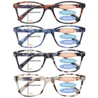 STASTEND 4 Pack Progressive Multifocus Reading Glasses for Women Men Spring Hinge Blue Light Blocking Readers (Multicolor-1, 1.75, x)