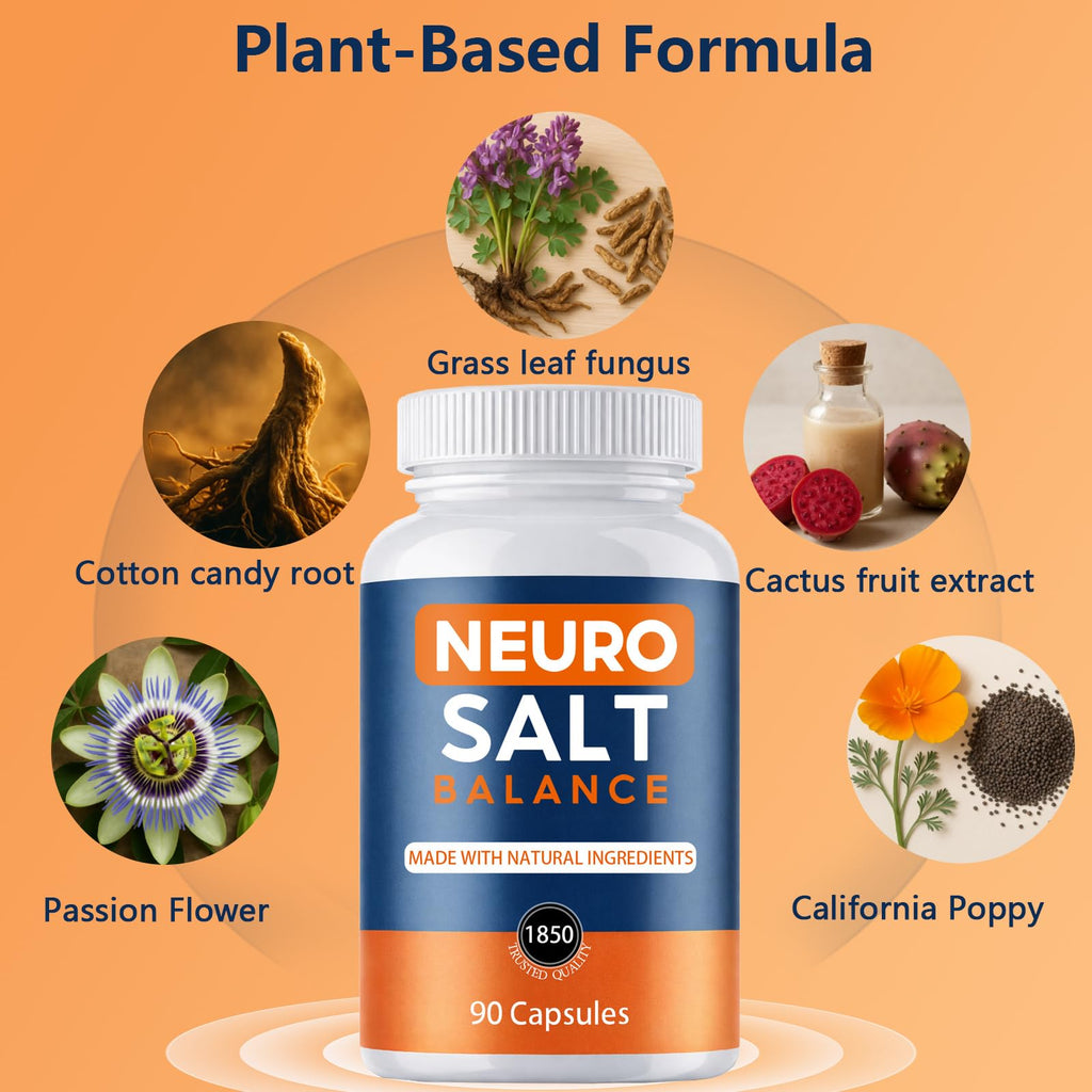 NEURO SALT Capsules dr oz, 90 Capsules Electrolyte & Mineral Support Formula, Daily Hydration & Balance, Naturally Sourced Ingredients, Easy-to-Take Capsules（1）