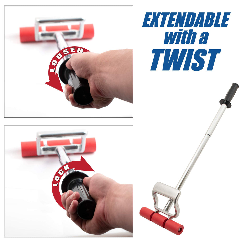 Extendable Heavy Duty Floor and Wall Roller for Laminate, LVP, Veneer, Linoleum, Carpet, Tile and Wall Coverings 7-1/2 Wide with a 17 inch Handle That Extends to 27 inches,FBA-2214