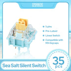 EPOMAKER Silent Mechanical Keyboard Switches Set - 35 Pieces Factory Pre-Lubed, 5-Pin Linear/Tactile Switches for Custom Mechanical Keyboards (Sea Salt(Linear Silent))