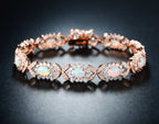 Barzel 18K Rose Gold Plated Created Opal Tennis Bracelet (Rose Gold)