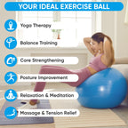APEXUP Yoga Ball Exercise Ball, Anti Slip Stability Ball Chair, Heavy Duty Large Gym Ball for Fitness, Balance, Core Workout and Physical Therapy (S (15"~18") 45cm, Blue)