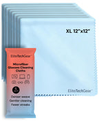 Elite Screens Microfiber Cleaning Cloth - 12" x 12", Blue, 8-Pack - Oversized for Lens Coverage & Glasses Wipes - Scratch-Free Electronic Cleaning Cloth for Screens