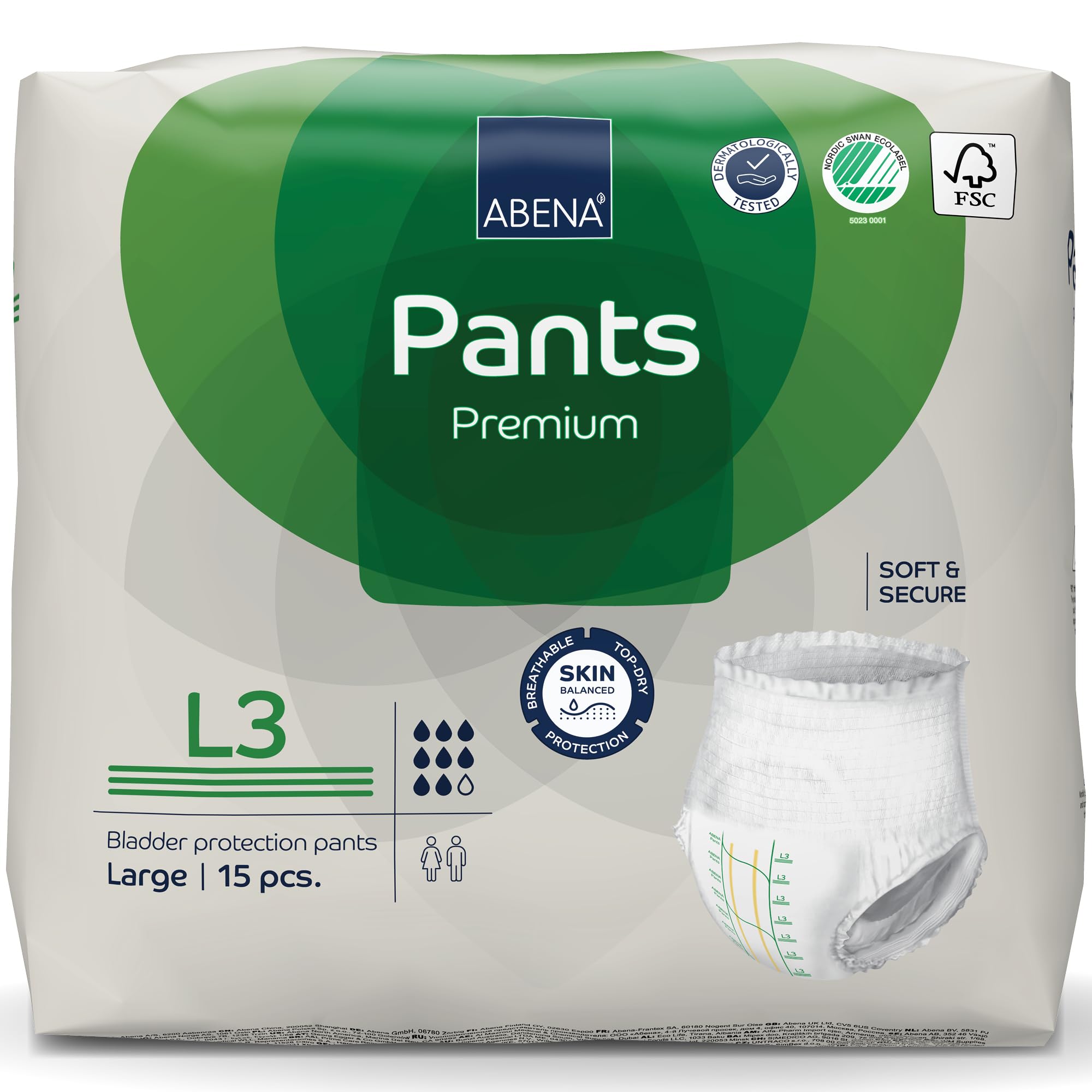 Abena Premium Incontinence Protective Underwear, Abena Pants, Pull-ups, Heavy Absorbency, Level 3, Large, 90 Count
