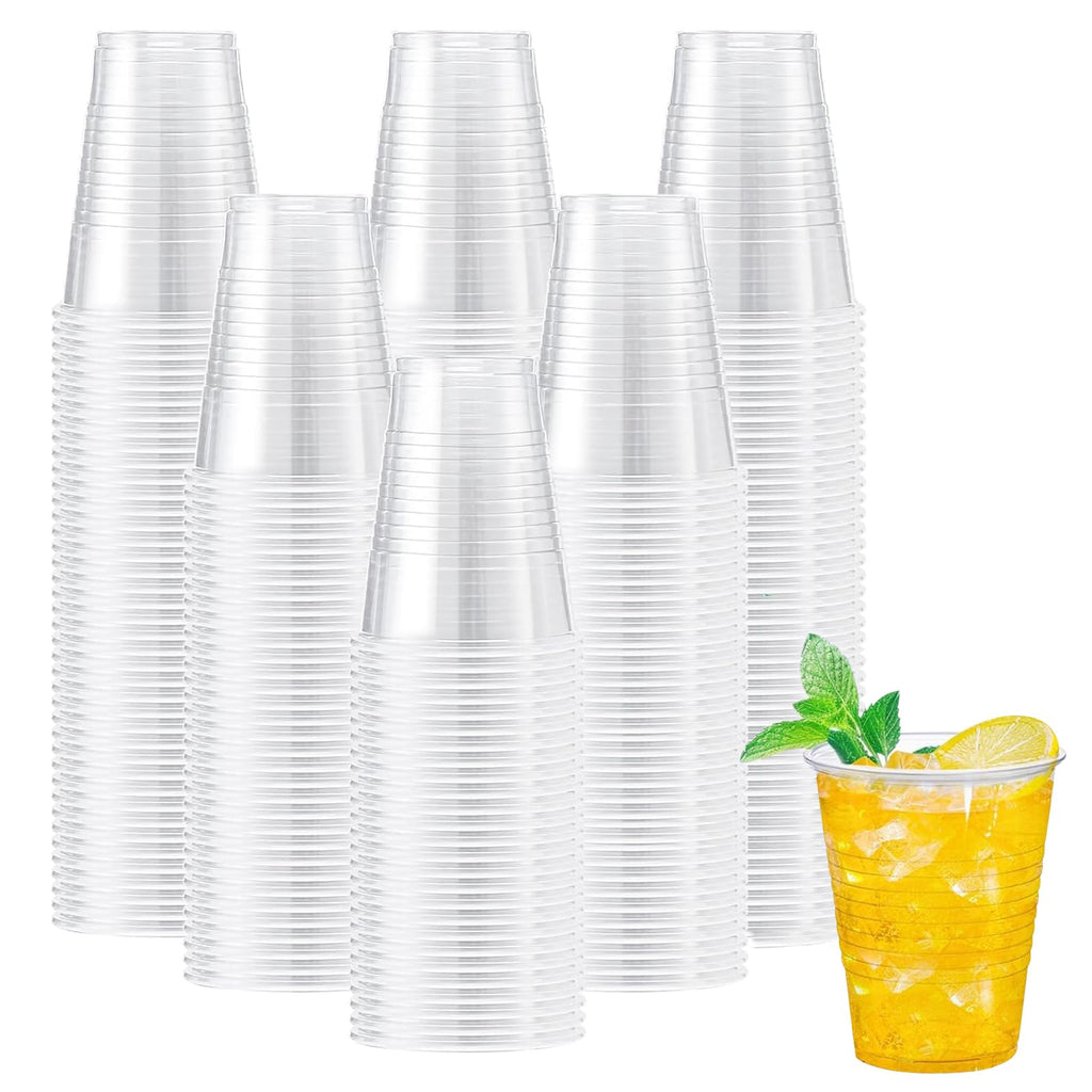 Lamosi 500 Count 9 oz Clear Plastic Cups, 9 Ounce Disposable Cold Drinking Cups for Party, Wedding, Travel, Christmas, Events