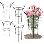 4 Pack Peony Cages and Supports, 12.5"Dx24"H Dual-Ring Metal Plant Supports
