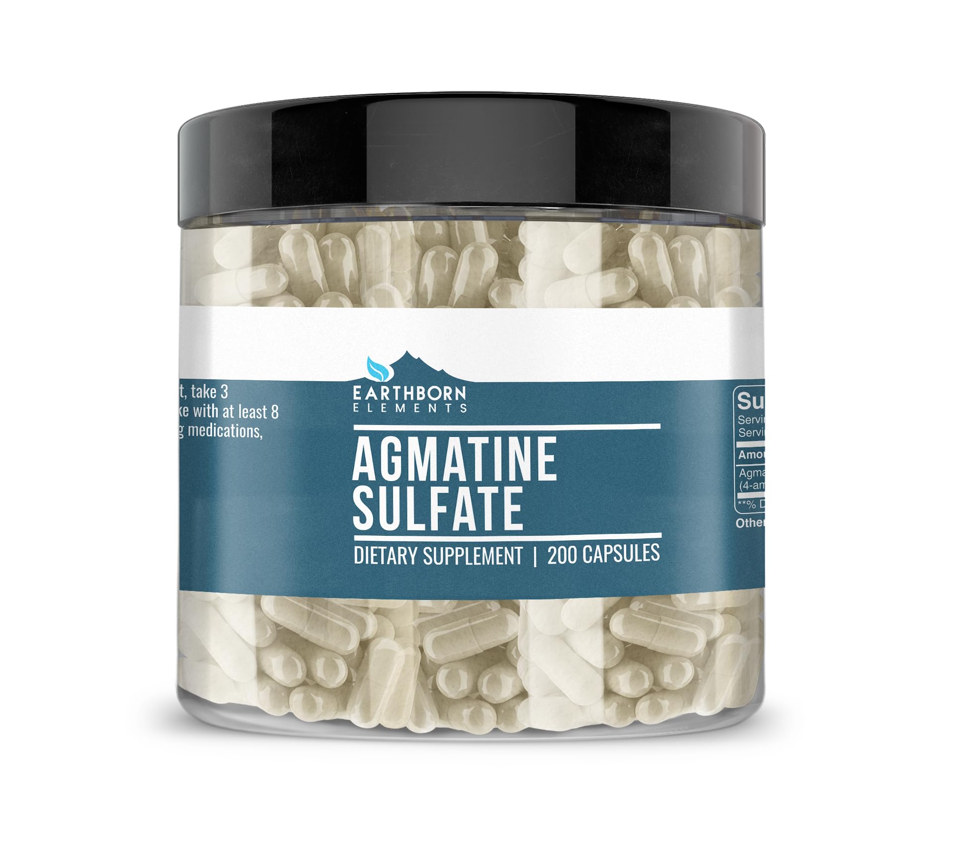 Earthborn Elements Agmatine Sulfate, 200 Capsules, Pure & Undiluted, No Additives