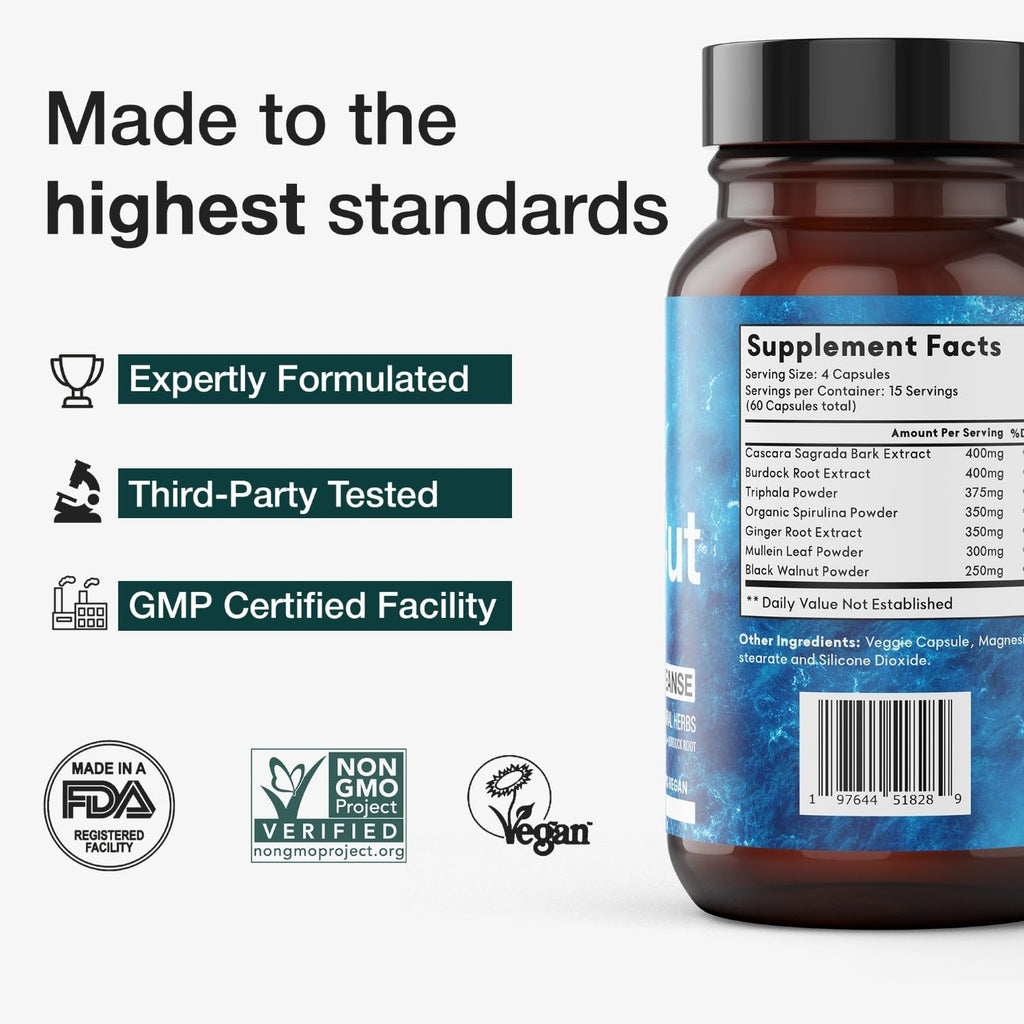 TooCut Detox - Body Detox Supplement for Digestive Support, Gut Health & Natural Cleansing - Helps Reduce Bloating & Supports Energy - 7 Herbal Ingredient Plant-Based Formula - 60 Vegan Capsules