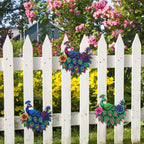 dreamskip 3 Piece Metal Peacock Wall Decor, Iron Tropical Peacocks Wall Art, Outdoor Metal Birds Garden Wall Decors Sculptures for Patio Fence Living Room Housewarming Gifts