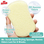 Mr. Scrub Sponges Kitchen Scrub Dish Sponge Scouring Pad, 24 Pack Cleaning Brush Scrubber Supplies for Soap, Dishwashing Dinnerware Sets Pan Pot Glass Dishwasher Sink Bathroom Towels Cloth Rags Holder