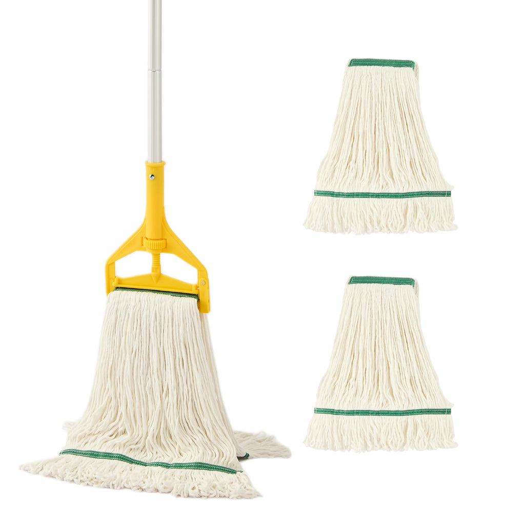 Commercial Industrial Mop with 59" Long Handle & 3 Replacement Mop Heads