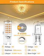 GOHDLAMP G9 LED Bulbs Dimmable, 40W Equivalent 120V, 2700K Soft White, 400 Lumens, G9 Light Bulbs for Chandelier, 18 Pack