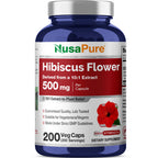 NusaPure Hibiscus Flower Capsules, 500 mg, 200 Veg Capsules (Non-GMO, Vegan)