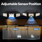 VIVOHOME Solar Flood Lights Outdoor, 256 LED 2500LM Motion Sensor Lights, 3 Adjustable Heads Security Lights, IP65 Waterproof, 270° Wide Lighting Angle Solar Powered Lights for Porch, Yard
