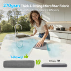 Tekswip Microfiber Cleaning Cloth 12"X12" 24 Pack Grey Lint Free Microfiber Towels for Cars-Extra Thick, Streak-Free, Fast Absorbent - Reusable Multi-Purpose Housekeeping Rags for Cars