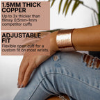 DEMMEX Copper Bracelet for Women – 100% Pure Hammered Turkish Copper Cuff, 1.5mm Thick High-Gauge, Handmade, Uncoated & Non-Magnetic, Large 1.6" Wide, Adjustable, in Wooden Gift Box