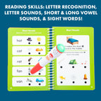 Educational Insights Hot Dots Kindergarten Essentials: Reading & Math Workbook - Kindergarten Workbooks with Interactive Pen, Homeschool Learning Books, Build Reading Fluency and Math Skills, Ages 5+