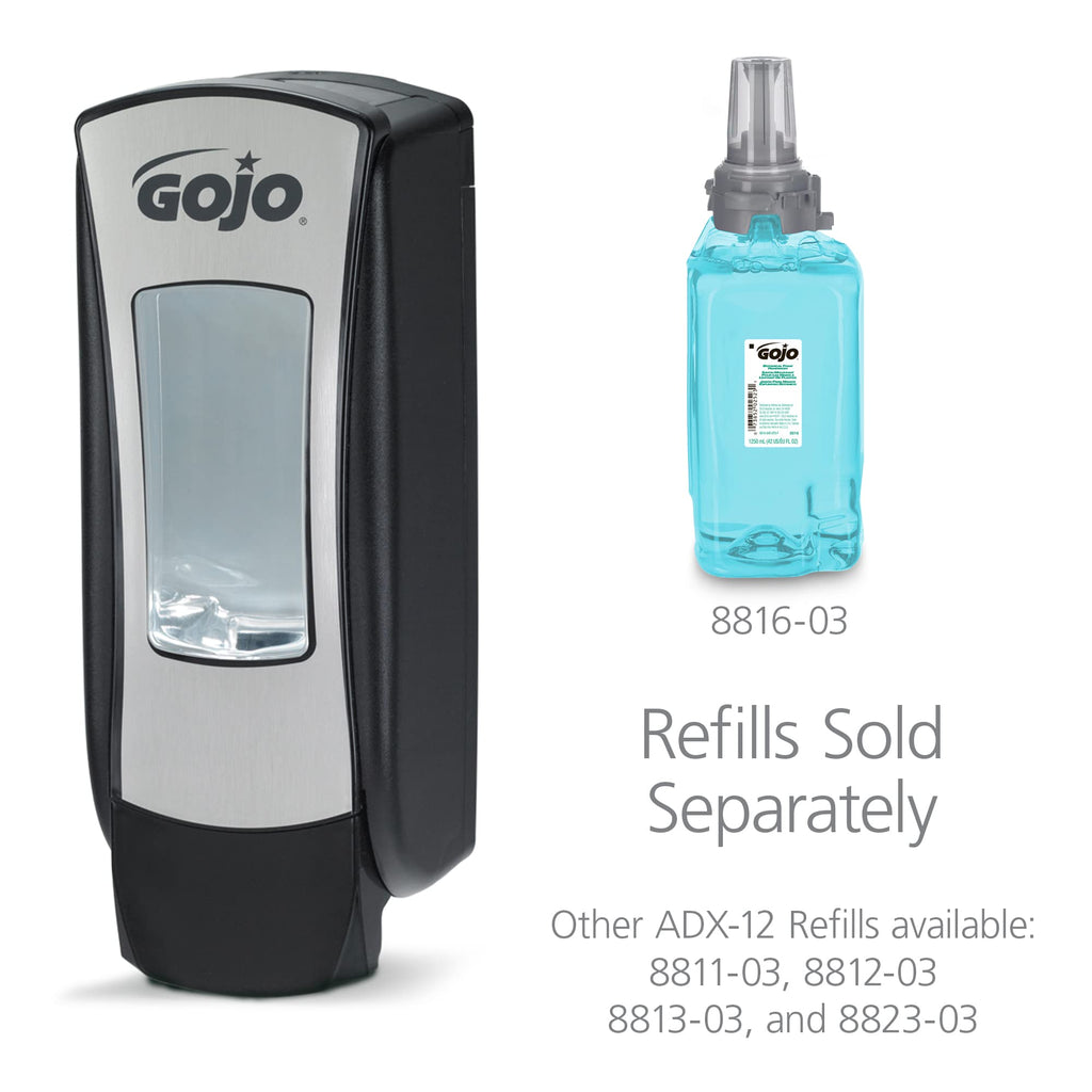 GOJO ADX-12 Manual Soap Dispenser, Chrome/Black, 1250 mL - 8888-06