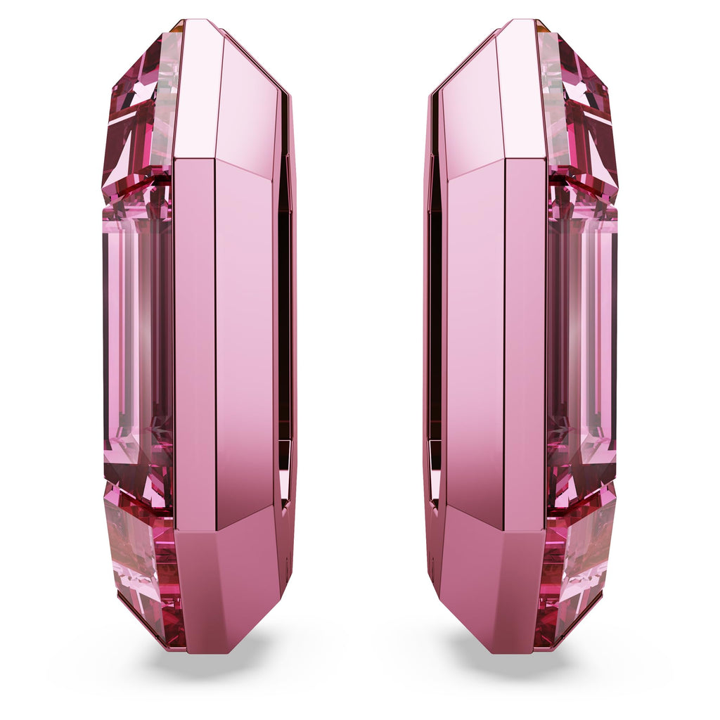 Swarovski Lucent Small Hoop Earrings, Pink Octagon-Shaped Crystals, Part of the Swarovski Lucent Collection