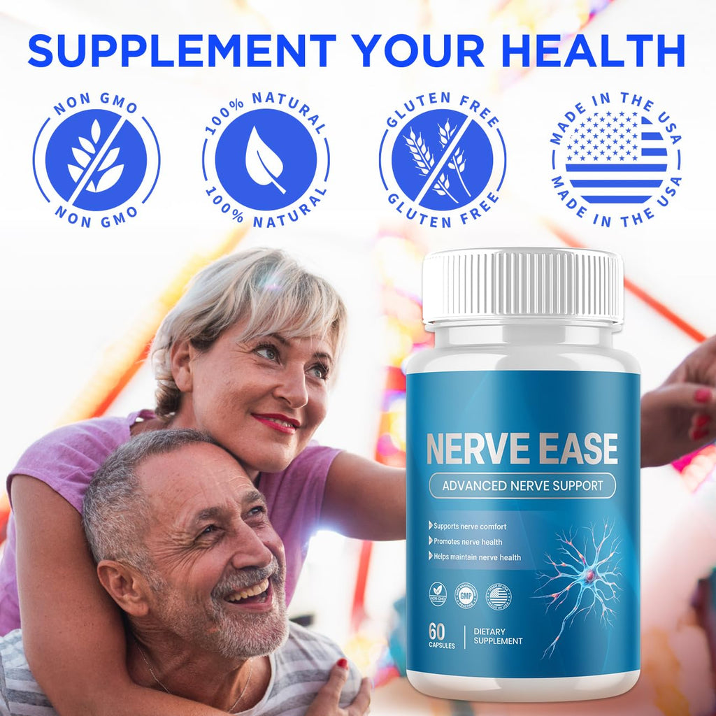 (5 Pack) Nerve Ease Capsules, NerveEase Pills with All Natural Ingredients, Advanced Overall Health and Wellness Vitamin Supplement Formula for Maximum Strength Multivitamins Support (300 Capsules)