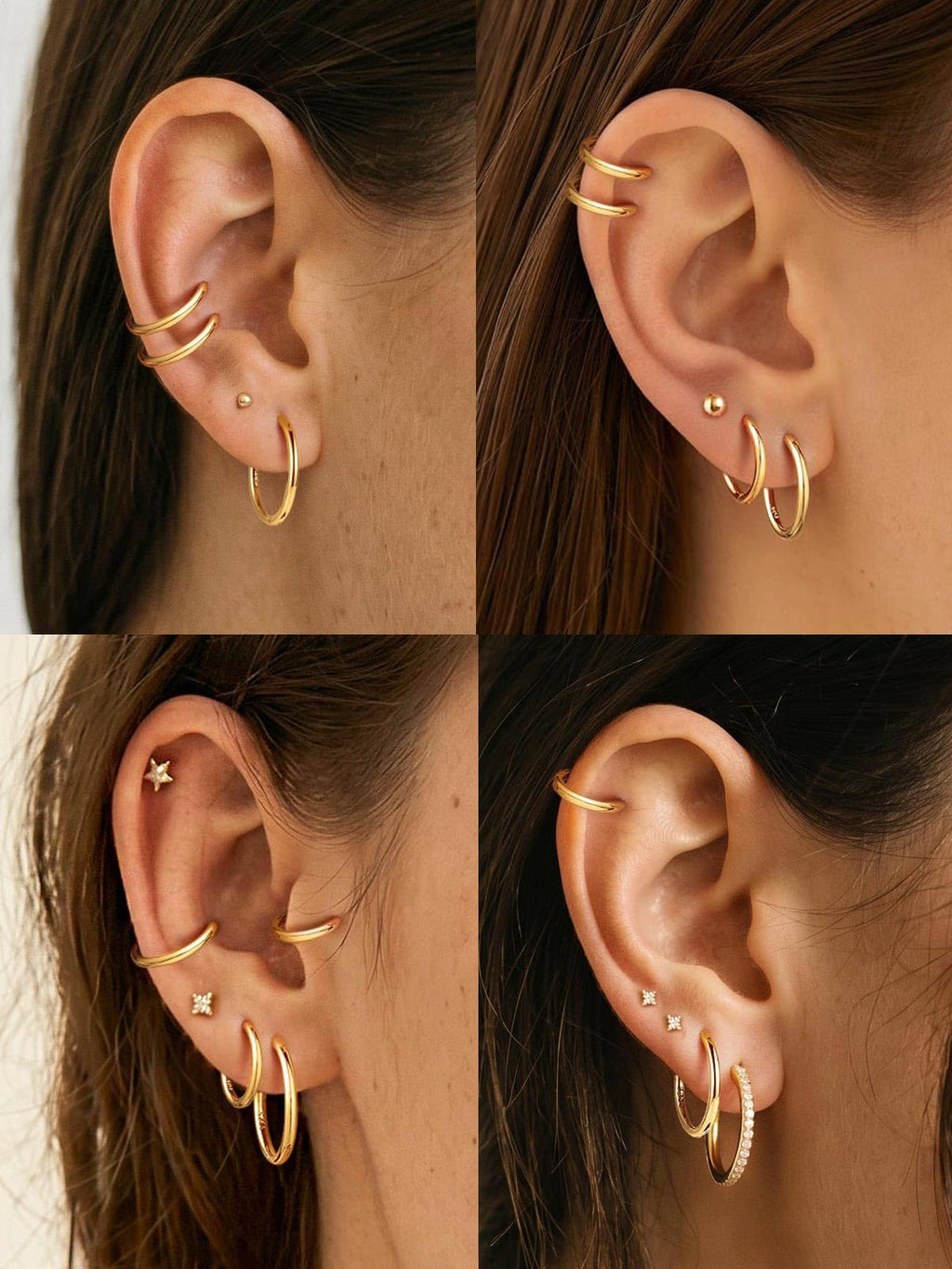 Silvora Gold Huggie Earrings for Women, 10MM Small Gold Hoops with 925 Sterling Silver Posts, Hypoallergenic Cartilage Earrings for Sensitive Ears