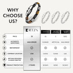 RTZN® Triple Protection Bracelet for Men – Premium Artisan Handcrafted Authentic Tiger Eye, Black Obsidian & Hematite Beads – 9mm Protection Stones Mens Bead Bracelets (Havana)