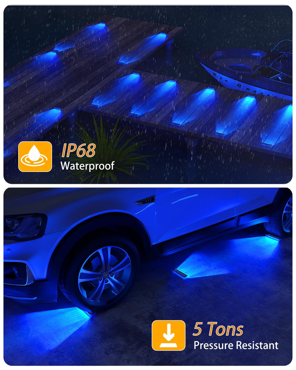 DetarZinLED Blue Solar Lights for Outside,6 Pack Solar Deck Lights Outdoor Waterproof LED,Blue Step Light for Outside,Dock Light Solar Powered Waterproof for Deck,Steps,Dock,Driveway,Stair,Path