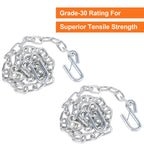 TeukRiGa 5/16"x48" Grade 30 Steel Boat Trailer Safety Chain with Spring Clip Hooks 7000 lbs, 2 Pcs (5/16"x48")