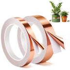 Mysora 2 Pcs Copper Tape for Slugs and Snails, 1 Inch x 66 ft and 1/2 Inch X 66 ft Copper Slug and Snail Barrier Tape, Non Toxic, Pet Safe, for Pots, Eaves, Gardens, Places Where Snails Might Climb