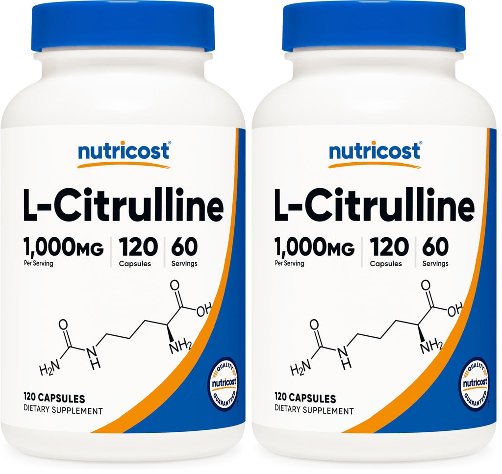 Nutricost L-Citrulline 500mg, 120 Capsules - Gluten Free, Non-GMO, 1000mg Per Serving (60 Serv) (Pack of 2)