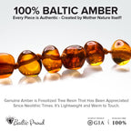 Baltic Amber Necklace (Unisex Cognac 12.5”) Certified Premium Amber