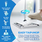 EASY TAP MOP Hands-Free Flat Floor Mop & Sweeper - Foot-Tap Lock System Compatible with Most Pads - 360 Swivel & Adjustable Aluminum Handle - Includes Baking Soda Wet Wipes & 3D Microfiber Cloth