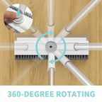 Floor Scrub Brush with Long Handle, 3 in 1 Scrape and Heavy-Duty Stiff Bristle Scrubber Brush for Cleaning Shower Bathroom, Patio, Garage, Kitchen, Wall and Deck (White, 2 Pack)