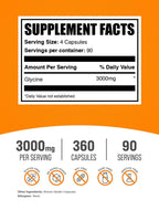 BulkSupplements.com Glycine Capsules - Glycine Supplements, Amino Acid Supplement - Gluten Free, 4 Capsules per Serving, 360 Count (Pack of 1)