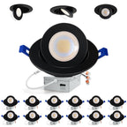 Adetu Recessed Lighting 6 inch, 360°+90° Adjustable Directional 6 inch 5CCT Gimbal Black Led Recessed Lighting, 2700K-5000K Dimmable Retrofit Eyeball Can Recessed Lights with Jbox, ET（Black-12 Pack）