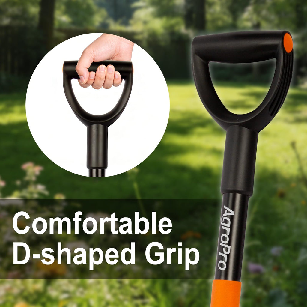 AgroPro Shovel for Digging, Heavy Duty Garden Shovel with Ergonomic D-Handle, Small Shovel for Planting, 32 Inches