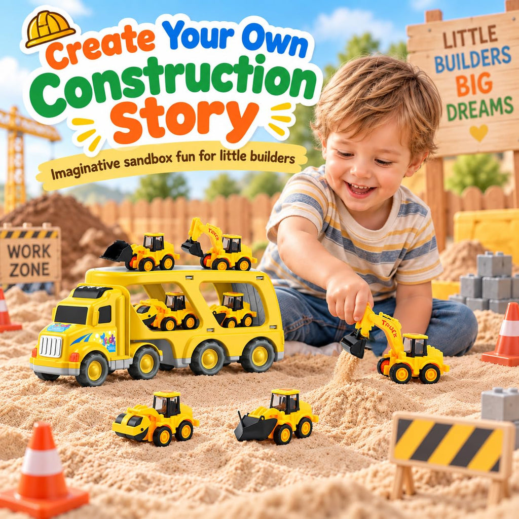 Veslier Construction Truck Toys for Boys Girls Age 3 4 5 6 Years Old，Carrier Transport Trucks for Kids 3-4 3-5 Year Old，Christmas Birthday Gift Toddler Toys.