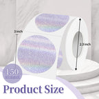 WANGHENG 3 Inch Holographic Thermal Labels,Round Thermal Printer Labels,Waterproof Thermal Printer Stickers for DIY Logo Design,Name Tag,QR Code,Thanks Card 150 Labels/Roll (Purple dots)