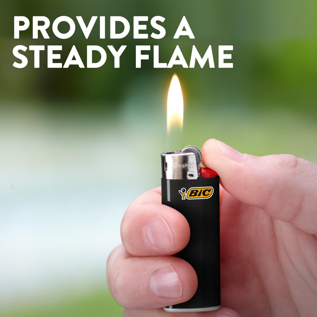 BIC Mini Pocket Lighters, Assorted Bright Colors, 50-Count Tray, Safe and Reliable Child-Resistant Lighters