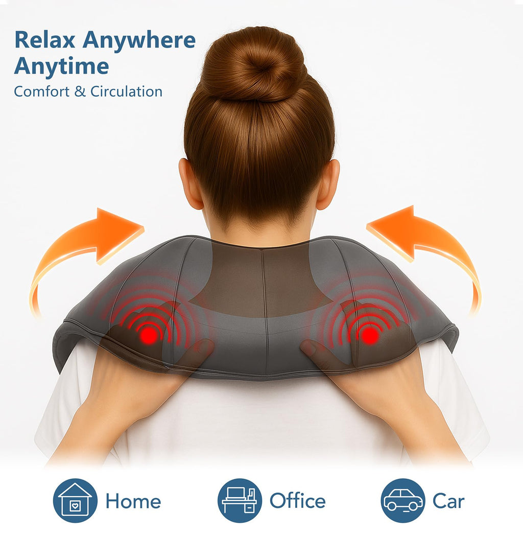 Neck Massager for Pain Relief Deep Tissue with Heat - Shiatsu Back and Shoulder Massage, Mothers Day Gifts for Mom Wife Women Her, Dad Men Him, Christmas, Fathers Day, Plug-in Use for Home Office Car