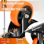 QNCZ 4" Caster Wheels, Outstanding Casters Set of 4 Heavy Duty, Silent Industrial Casters, Locking Casters Wheels for Furniture, Castor Wheels for Cart, Workbench.